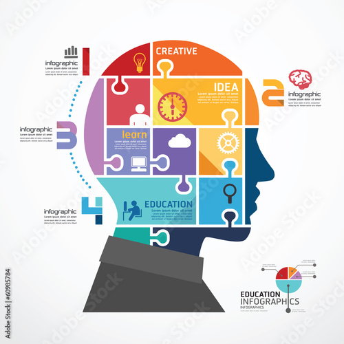 Vector: infographic Template with Head jigsaw banner . concept vector il infographic Template with Head jigsaw banner . concept vector il