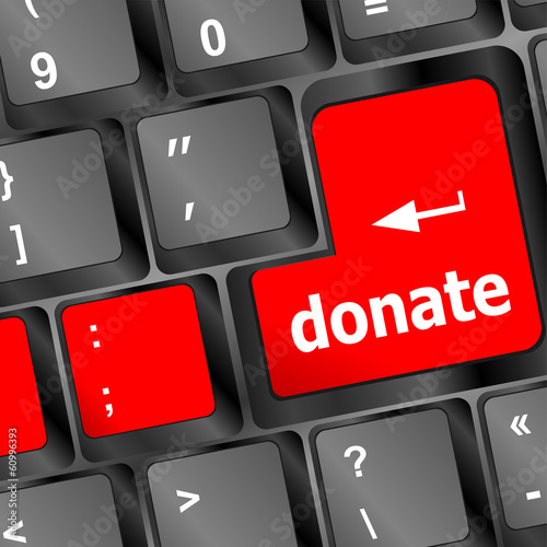 Illustration: donate button on computer keyboard pc key donate button on computer keyboard pc key