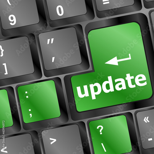 Illustration: computer keyboard keys with update word computer keyboard keys with update word