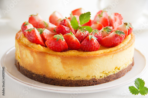 Photo: Cheesecake with strawberries. Cheesecake with strawberries.