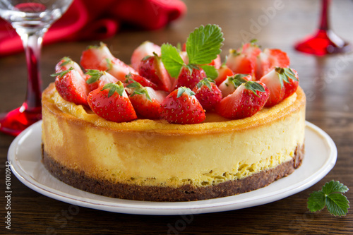 Photo: Cheesecake with strawberries. Cheesecake with strawberries.