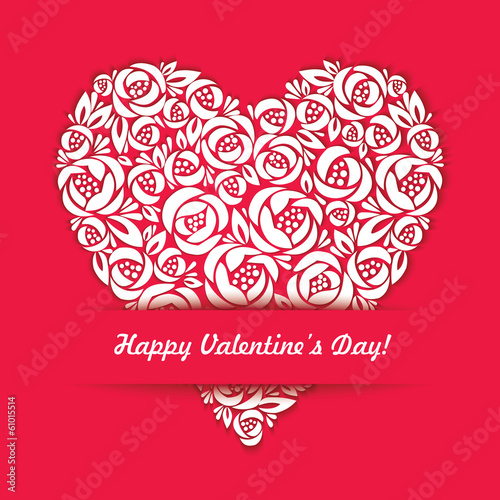 Vector: Happy Valentines Day Card with floral heart Happy Valentines Day Card with floral heart