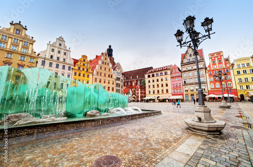  Wroclaw, Poland. The market square with the famous fountain