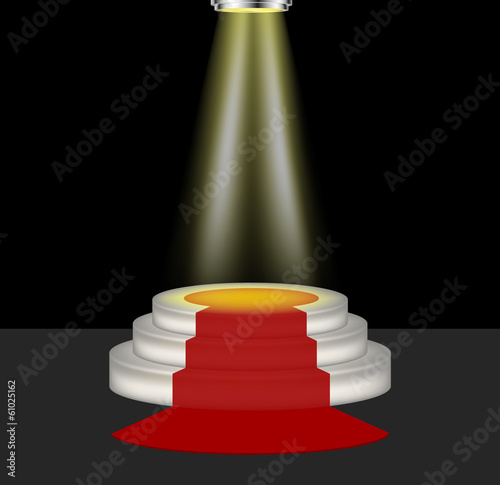 Vector: Light shines on the empty podium with red carpet Light shines on the empty podium with red carpet