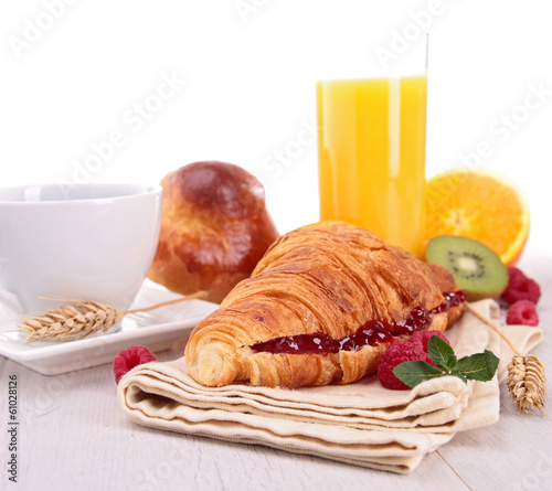 Photo: breakfast with croissant breakfast with croissant