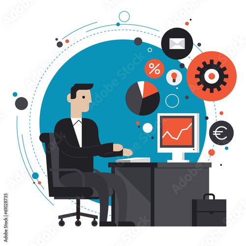 Vector: Businessman in the office flat illustration Businessman in the office flat illustration