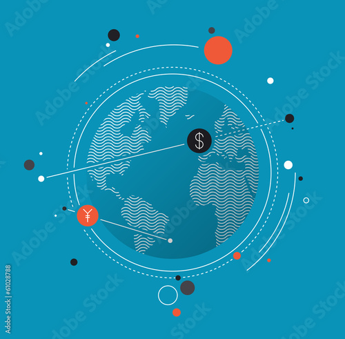 Vector: Global money exchange flat illustration concept Global money exchange flat illustration concept