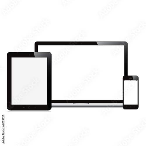 Vector: laptop smartphone and tablet on white background laptop smartphone and tablet on white background