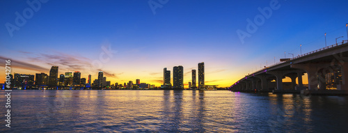 Photo: Miami city skyline panorama at dusk Miami city skyline panorama at dusk