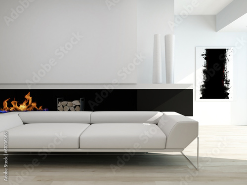 Illustration: Luxurious black and white living room interior Luxurious black and white living room interior