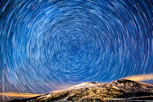 Photo: Stars leave decaying tracks. Mount Etna, Italy. Stars leave decaying tracks. Mount Etna, Italy.