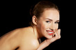Portrait of beautiful topless caucasian woman. Portrait of beautiful topless caucasian woman.
