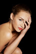 Portrait of beautiful topless caucasian woman. Portrait of beautiful topless caucasian woman.