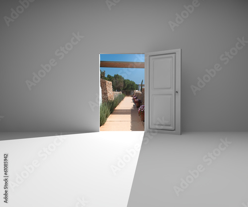 Illustration: Porta stanza muro chiave successo apertura natura Porta stanza muro chiave successo apertura natura
