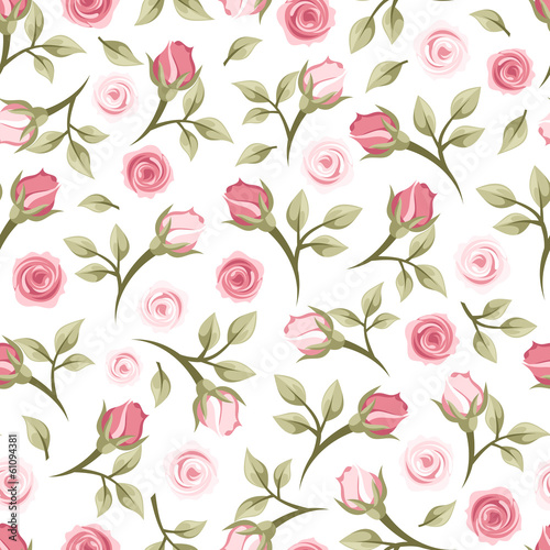  Seamless pattern with roses. Vector illustration.