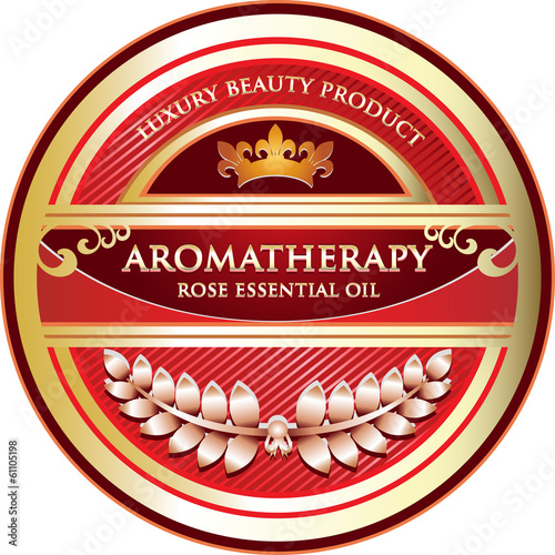 Illustration: Aromatherapy - Rose Essential Oil Label Aromatherapy - Rose Essential Oil Label
