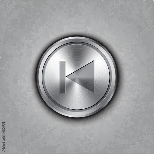 Vector: Vector round metal backward rewind button Vector round metal backward rewind button