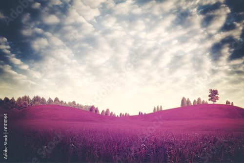 Photo: Surreal dramatic landscape, ultraviolet foliage Surreal dramatic landscape, ultraviolet foliage