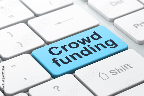 Illustration: Business concept: Crowd Funding on computer keyboard background Business concept: Crowd Funding on computer keyboard background