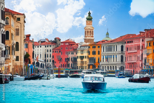 Photo: Grand canal and many boats Grand canal and many boats