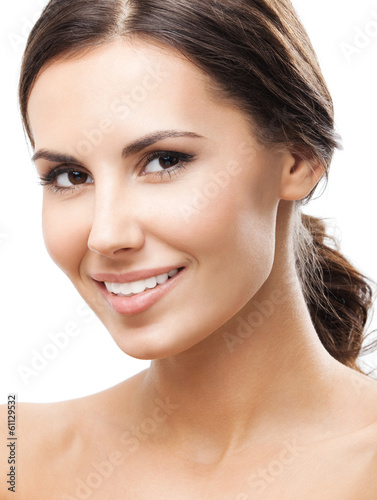 Photo: Portrait of beautiful woman, on white Portrait of beautiful woman, on white