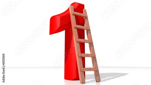 Illustration: Red Number One with ladder Red Number One with ladder