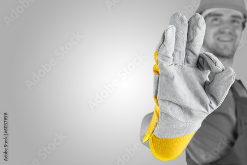 Photo: Workman making a perfect gesture Workman making a perfect gesture