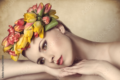 Photo: calm spring woman calm spring woman