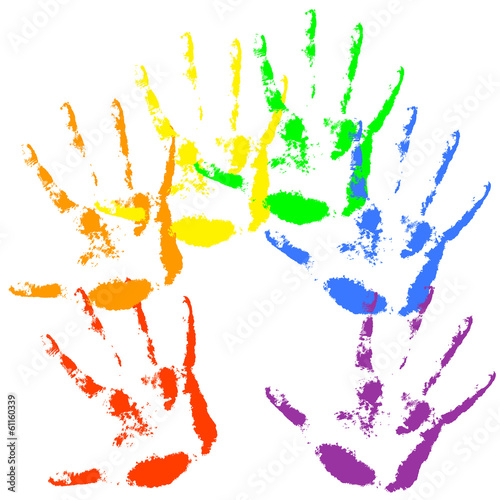 Vector: Hand print rainbow colors, skin texture pattern, vector illustr Hand print rainbow colors, skin texture pattern, vector illustr