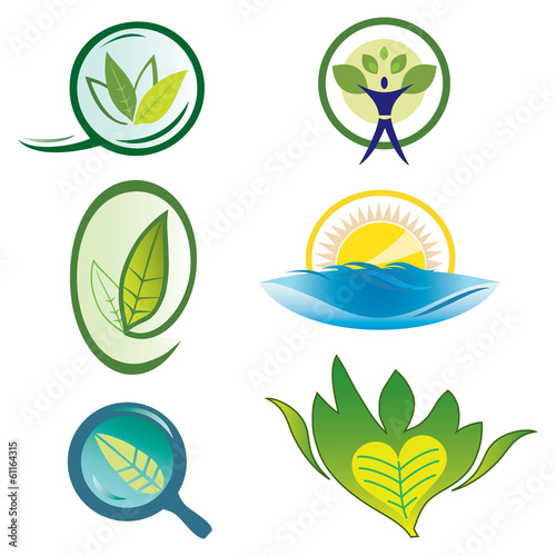 Vector: Ensemble d'Icones Nature - Eléments Feuillage Ensemble d'Icones Nature - Eléments Feuillage