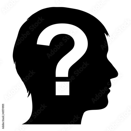 Vector: Male silhouette with question mark Male silhouette with question mark