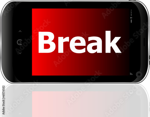 Illustration: smart phone with break word smart phone with break word