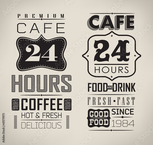 Vector: set of coffee labels set of coffee labels