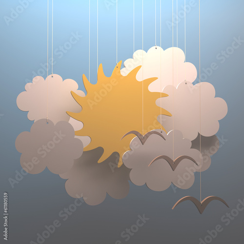Illustration: Sun cloud. Your text on clean space. Sun cloud. Your text on clean space.