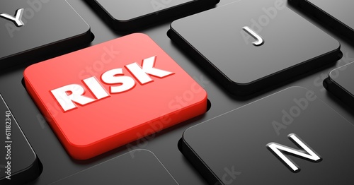 Illustration: Risk on Red Keyboard Button. Risk on Red Keyboard Button.