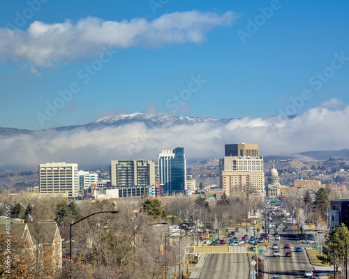 Photo: City of Boise Idaho with clearing fog in the foothills City of Boise Idaho with clearing fog in the foothills