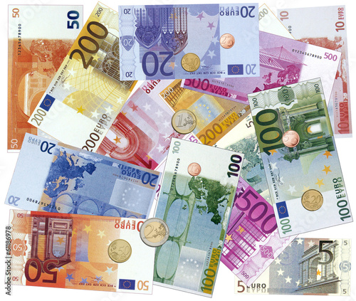 Photo: euro, monnaie européenne, billets et pièces euro, monnaie européenne, billets et pièces