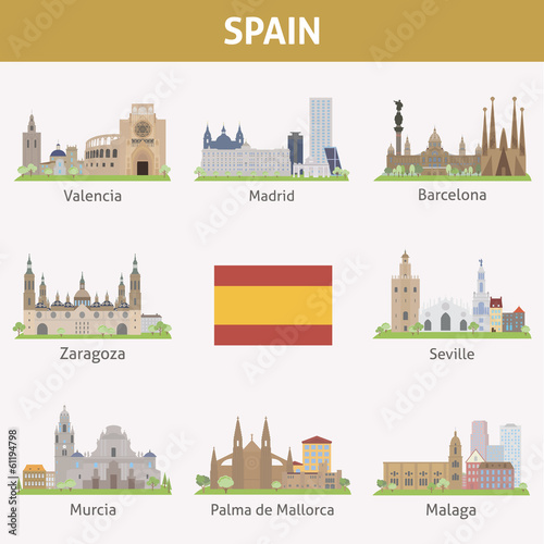 Vector: Spain. Symbols of cities Spain. Symbols of cities