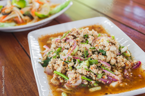 Photo: spicy minced pork salad with roasted rice powder spicy minced pork salad with roasted rice powder