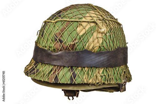 Photo: Retro war helmet isolated on white Retro war helmet isolated on white