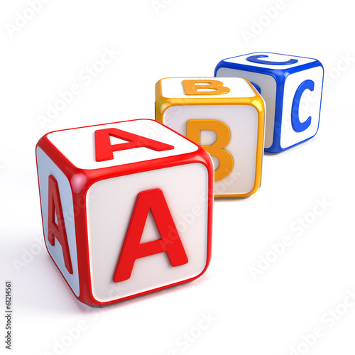 Illustration: Alphabet ABC cubes isolated on white Alphabet ABC cubes isolated on white