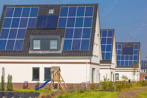 Photo: New Houses with Solar Panels in a Modern Street New Houses with Solar Panels in a Modern Street