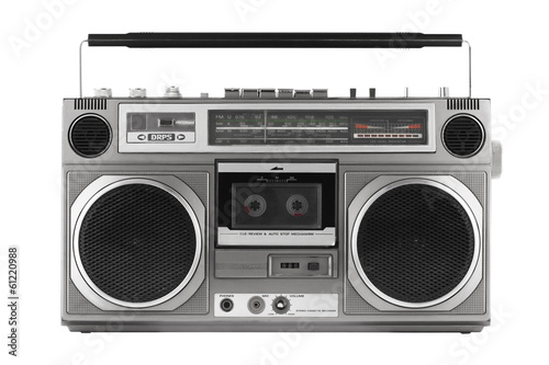 Photo: Retro ghetto blaster isolated on white with clipping path Retro ghetto blaster isolated on white with clipping path