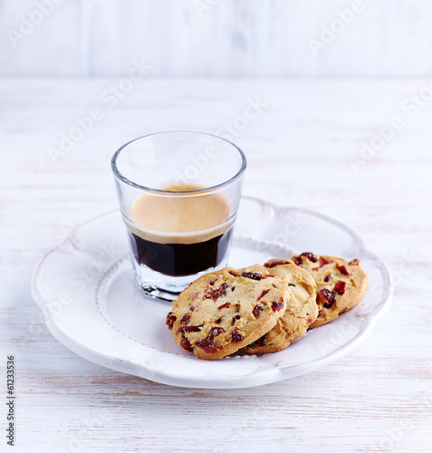 Photo: Cranberry Cookies and a Glass of Espresso Cranberry Cookies and a Glass of Espresso