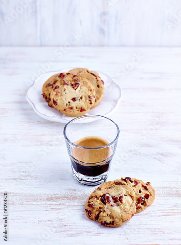 Photo: Cranberry Cookies and a Glass of Espresso Cranberry Cookies and a Glass of Espresso