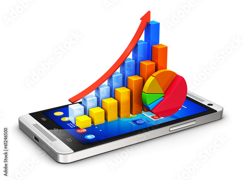 Illustration: Mobile finance and analytics concept Mobile finance and analytics concept