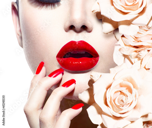 Photo: Fashion Sexy Woman with flowers. Vogue style Model Fashion Sexy Woman with flowers. Vogue style Model