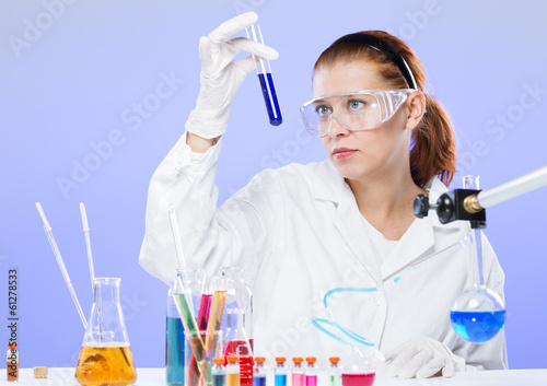 Photo: woman with test tubes in a chemistry woman with test tubes in a chemistry