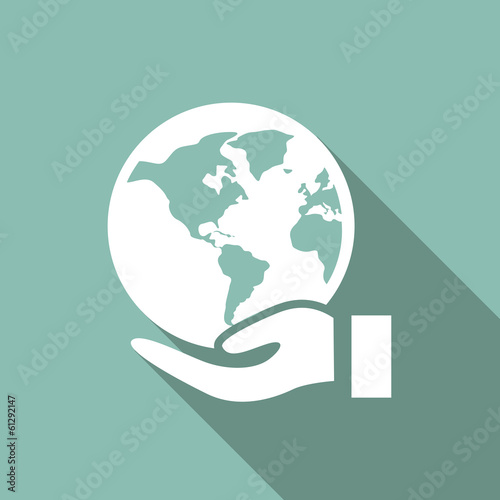 Vector: Ecology Flat Icon with shadow. Vector EPS 10. Ecology Flat Icon with shadow. Vector EPS 10.