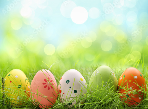 Photo: Easter eggs in grass Easter eggs in grass